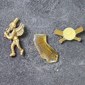 Lot of 3 Baseball Themed Enamel Lapel Pins Guardian Angel Blue Diamonds 1999 CA